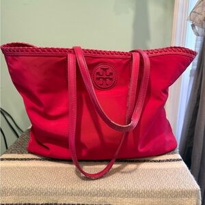 Tory Burch Pink Tote Bag - Signature Logo Shoulder Tote